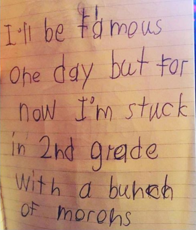 When this kid was not feeling the 2nd grade.
