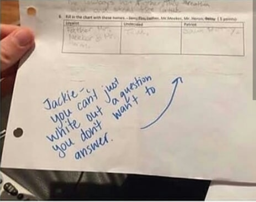 When this student thought she was pretty slick.