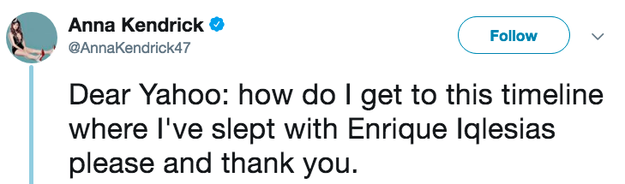 But when Anna Kendrick spotted the mix up, she wasn't mad. She just wanted to know how she could get involved in this narrative, and tweeted the picture with the most relatable caption of all time.