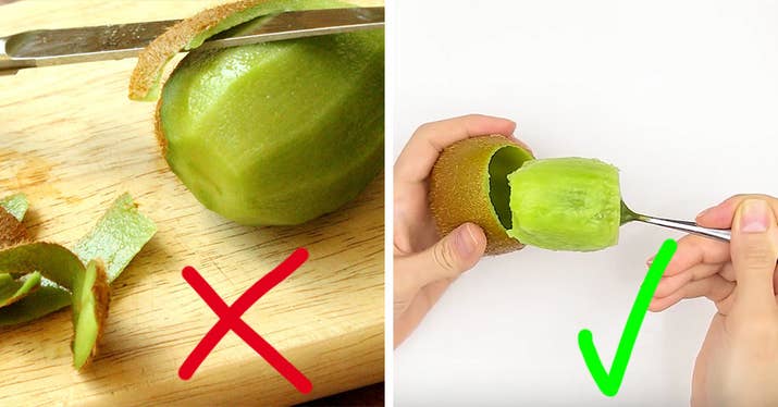 Cómo deberías hacerlo: Corta el extremo y usa una cuchara para separar la fruta de la piel peluda en una pieza.