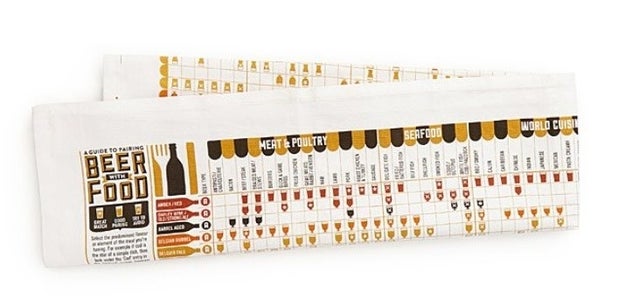 A beer and food pairing guide that's also a towel because hey, spills happen.