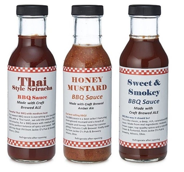 These beer-infused BBQ sauces made from an amber ale, an IPA, and a porter stout.