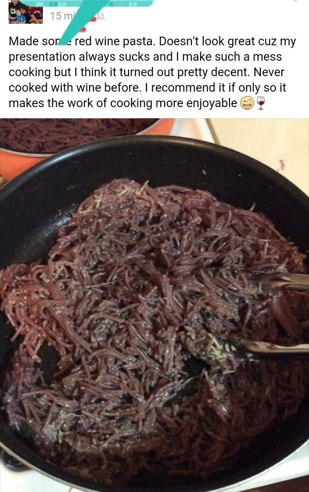 Back on track, we have "red wine" spaghetti: