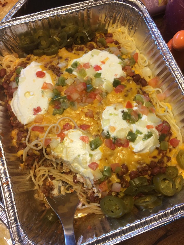 I present to you, spaghetti nachos: