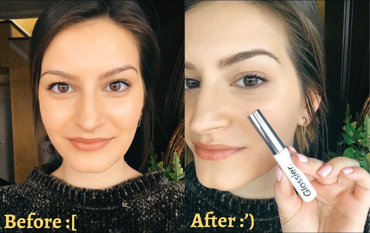 BuzzFeed editor&#x27;s before and after showing how Boy Brow made her eyebrows look fuller and darker