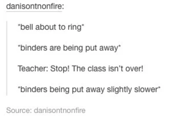 The end of class routine: