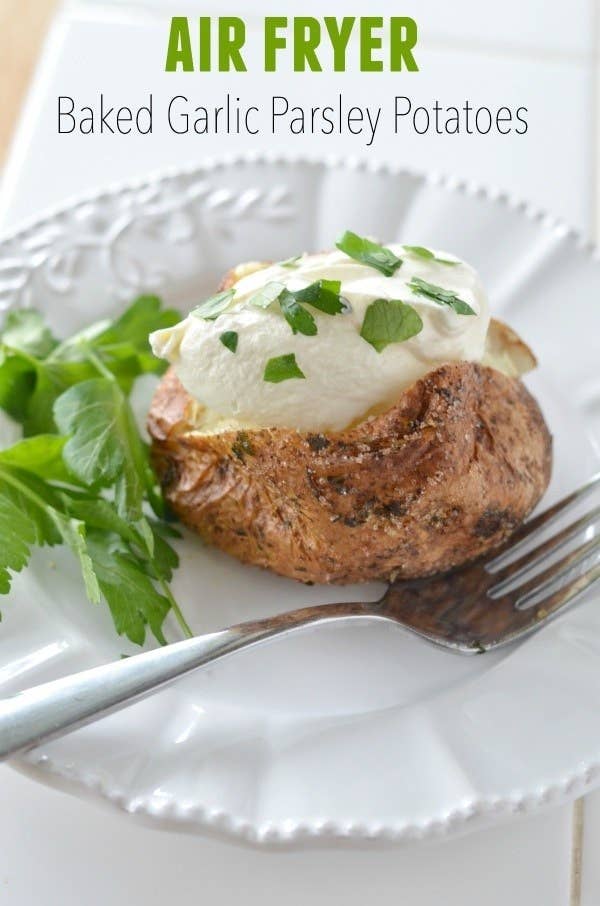 Top with cheese, butter, bacon bits, or simply a sprinkle of sea salt. Recipe here.