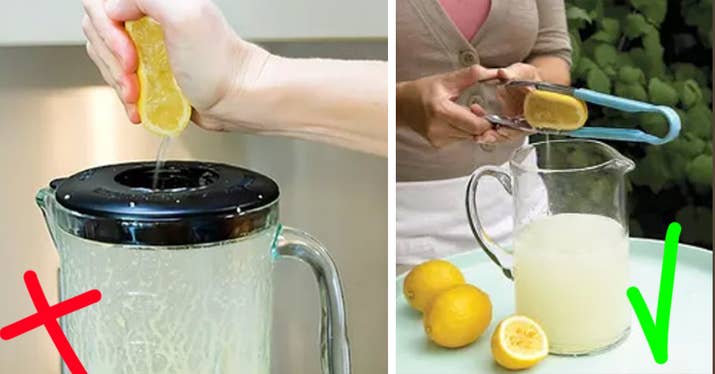 Cómo deberías hacerlo: usa unas tenazas para pasta o parrilla. Corta el limón en dos trozos, mételo en las tenazas y aprieta. ¡Bum! Zumo de limón recién exprimido sin pringarte las manos.