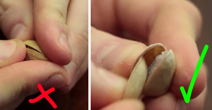 Cómo deberías hacerlo: solo tienes que usar una cáscara de pistacho. Funcionan perfectamente, y (una vez más) te salvas las uñas.