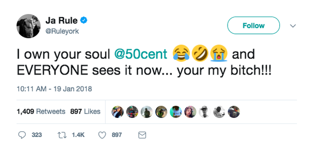 "I own your soul," the rapper wrote.