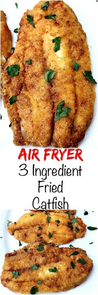Make sure to thoroughly dry all moisture from your fish so the fish fry seasoning can stick to the fish. Recipe here.
