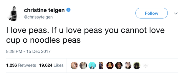 So if you're someone who likes peas — like Chrissy Teigen —then you can just click out of this because this is a safe place to vent about the devil's green spawn.