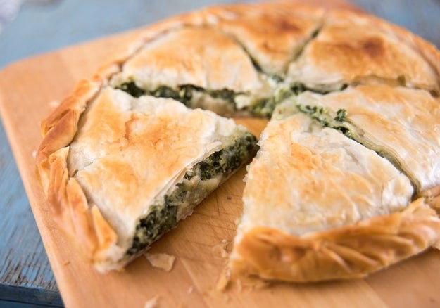 Greek Spanakopita Pie (Spinach and Turkey pie)