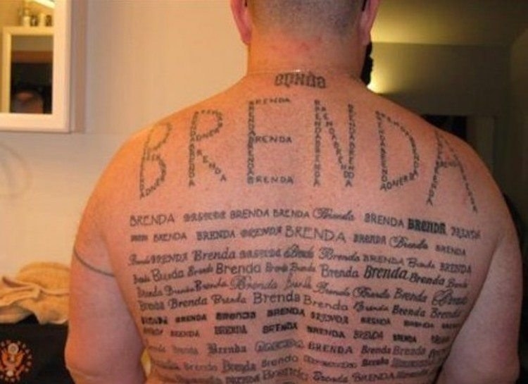 He'll probably undergo one long-ass tattoo removal/correction procedure once they break up.