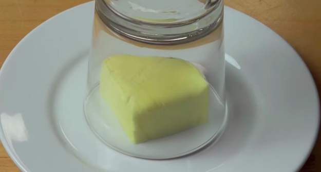 Or a way to quickly soften butter for the lazy baker, like this trick of putting a warm glass over it.