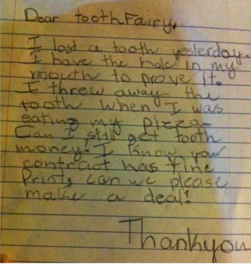 17 Kids' Letters To The Tooth Fairy That'll Make You Go, “Damn, You Gonna  Play Her Like That?”