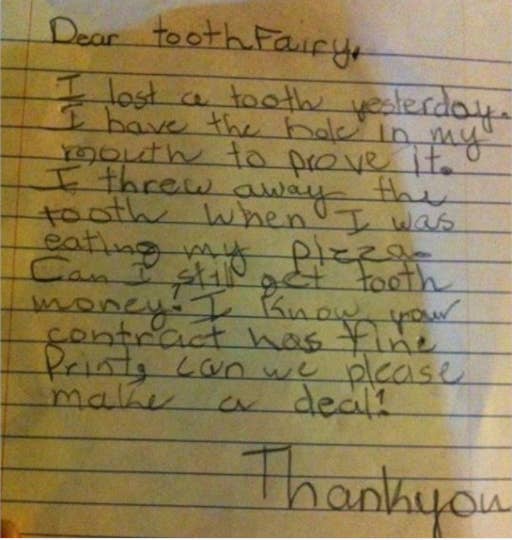 17 Kids' Letters To The Tooth Fairy That'll Make You Go, “Damn, You Gonna Play Her Like That?” 17 Kids' Letters To The Tooth Fairy That'll Make You Go, “Damn, You Gonna Play Her Like That?”
