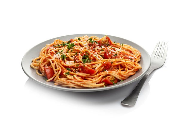 Or is it a moderate serving of pasta with a simple, fresh tomato sauce?