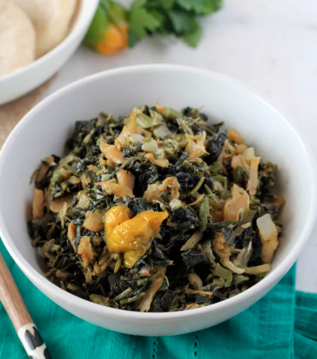 Maybe it's callaloo, a Jamaican dish made by steaming the callaloo leaf?