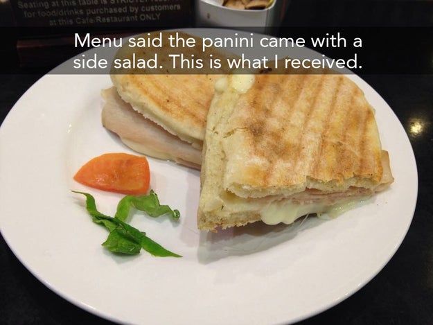 When this panini was served up with the world's saddest side salad.