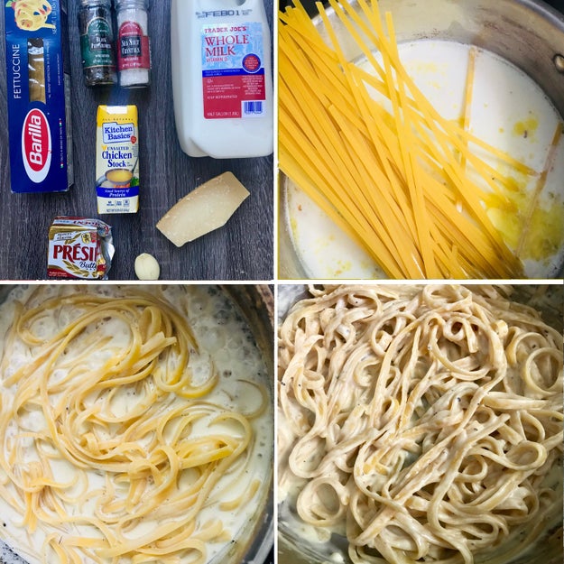 Hack #3: Instead of water, boil pasta in cream-based sauce for an easy, one-pot meal.