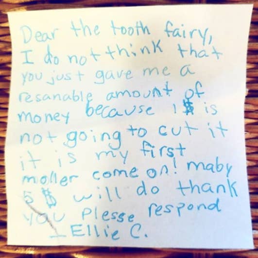 17 Kids' Letters To The Tooth Fairy That'll Make You Go, “Damn, You Gonna  Play Her Like That?”