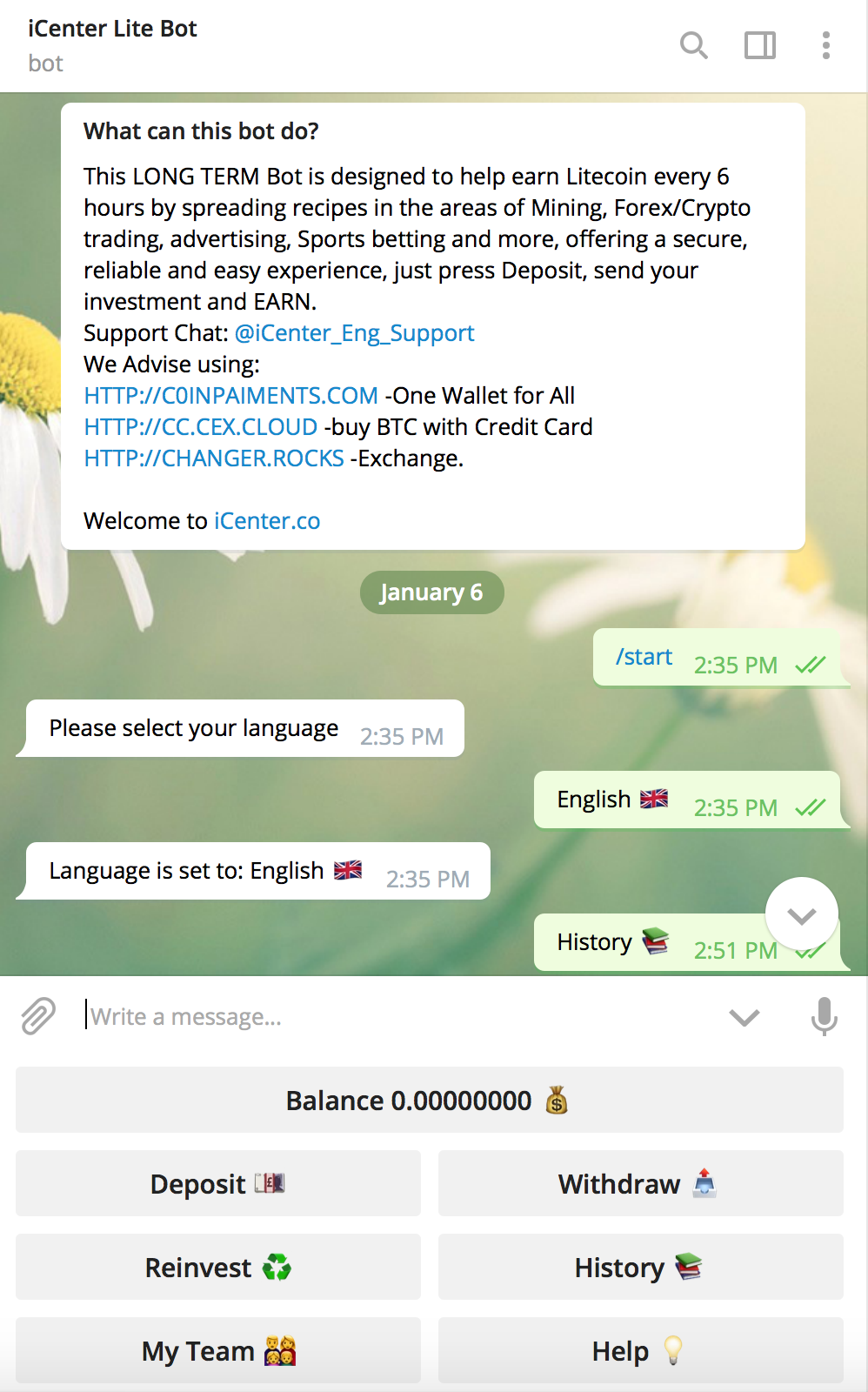 How to get bitcoin with telegram