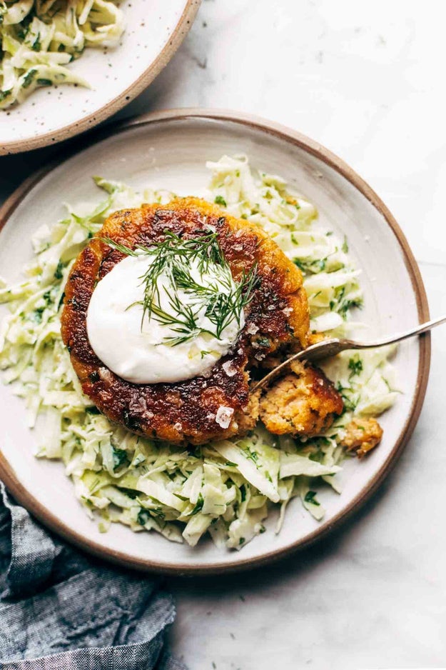 Salmon Burgers With Slaw