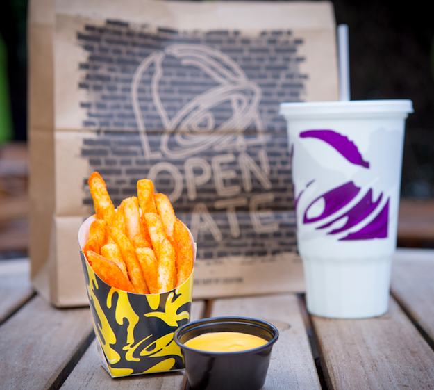 The fries are covered with Mexican seasoning and then served with a side of nacho cheese for your dipping pleasure. Oh, and they're also on the Taco Bell $1 menu.
