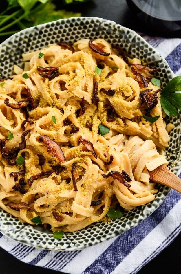 Vegan Carbonara With Shiitake Bacon