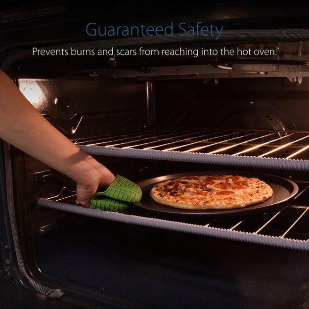 A set of silicone oven rack shields so you can reach in and grab your piping hot dish without burning your wrist on the rack above. Making chicken nuggets shouldn't be this dangerous.