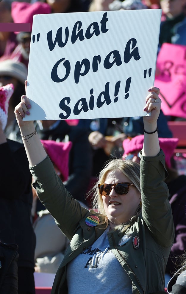 Lots of people have been urging the former talk show host to run for the Democratic nomination for president in 2020. Her name was even help up on signs at Saturday's Women's March.