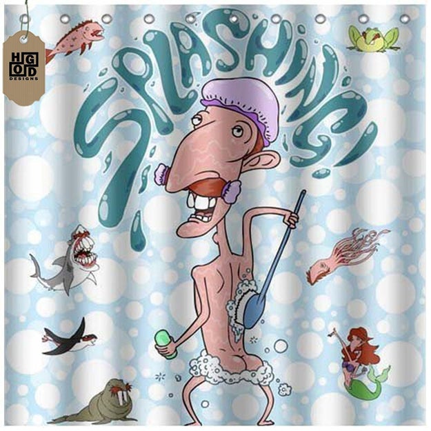 An amazing shower curtain featuring Nigel Thornberry and his...butt.