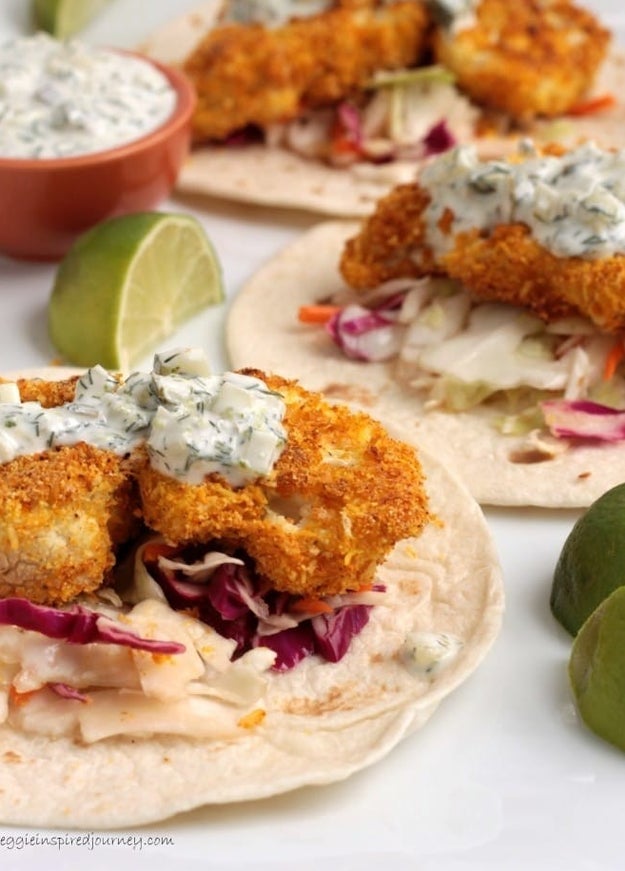 Crispy Coconut Lime Baked Cauliflower Tacos