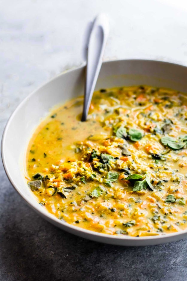 Vegan Curried Cauliflower and Rice Soup