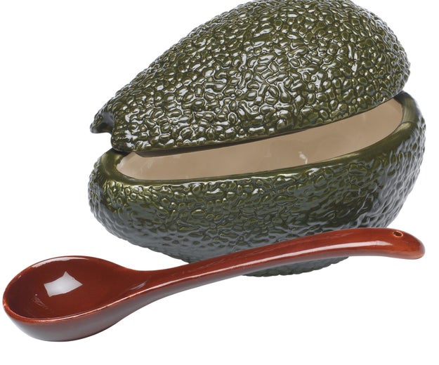 A dishwasher-safe ceramic bowl and spoon set where your guacamole can feel at home.