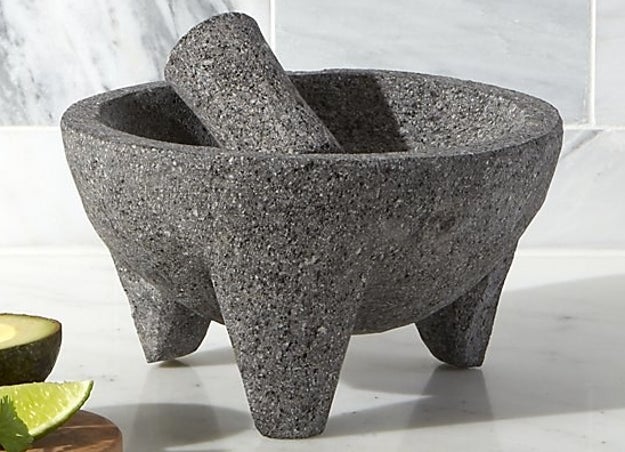 A molcajete crafted from natural volcanic stone to make the best guacamole of your life.