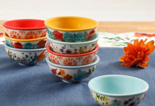 A set of eight tiny dip bowls with a cool vintage vibe that are totally dishwasher and microwave safe.