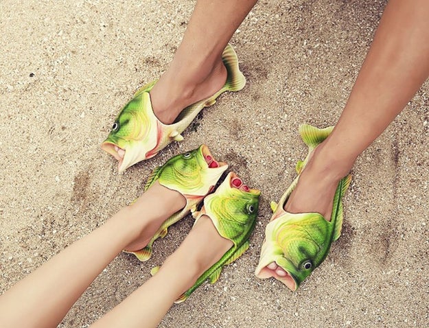 A pair of fish shoes you're going to flipper over.