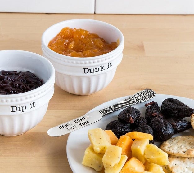 A cute pair of "Dip It/Dunk It" bowls because ramekins are boring and someone needs to speak up about it.