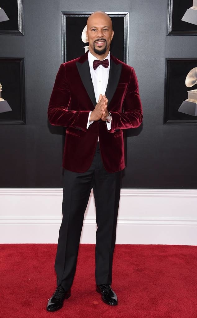 Keep giving it to me with this, Common. The maroon velvet gives a sultry, yet refined touch to the tux. Well played, sir.