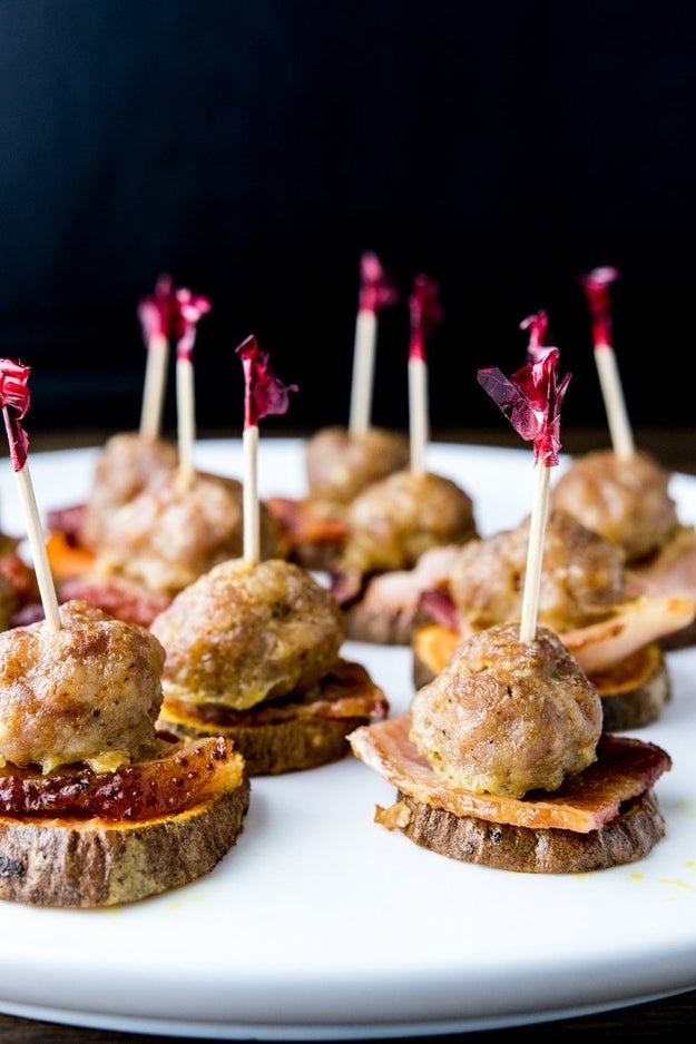 Bacon Meatball Sweet Potato Stackers
