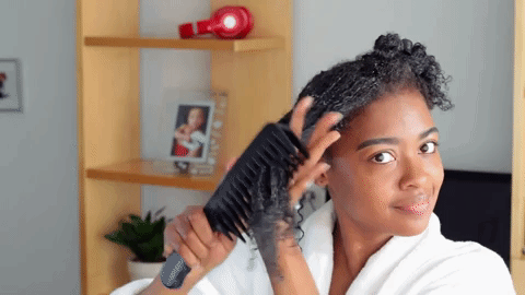 Image result for black people detangling natural hair gif