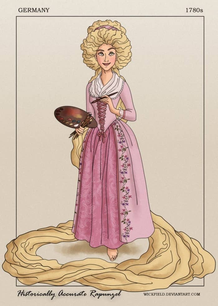 時代にあった服装をディズニープリンセスに着せたイラストがすごい