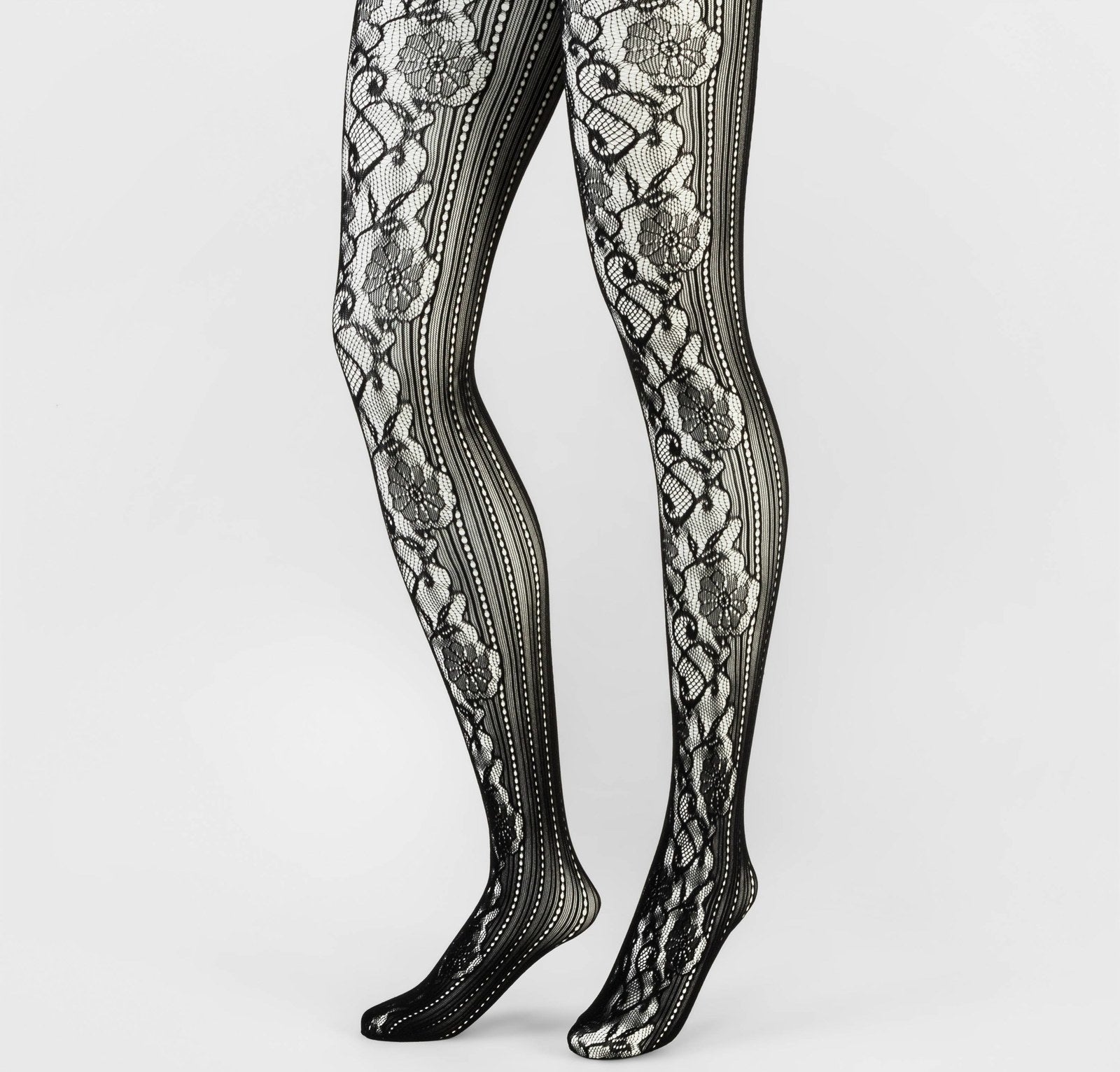 Women Opaque Fancy Floral Pattern Tights 3D Olivia 