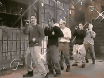 A GIF of NSYNC humping the air on the Ricki Lake show.