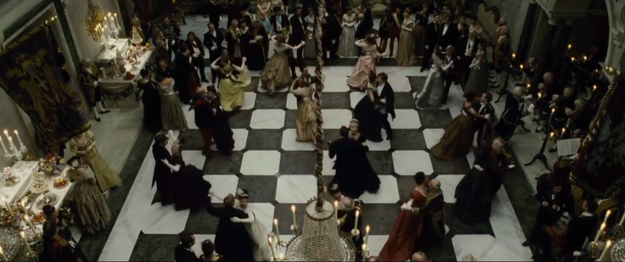 In Sherlock Holmes: A Game of Shadows, the dance floor is made to look like a chessboard.