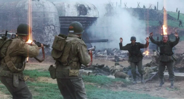 In Saving Private Ryan, the soldiers who are shot while attempting to surrender are Czech, not German.