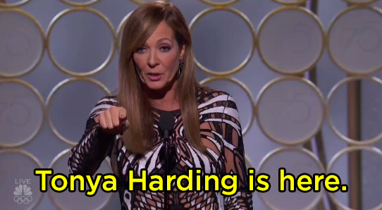 Allison Janney said, "Tonya Harding is here," and no one knew whether to clap or not.