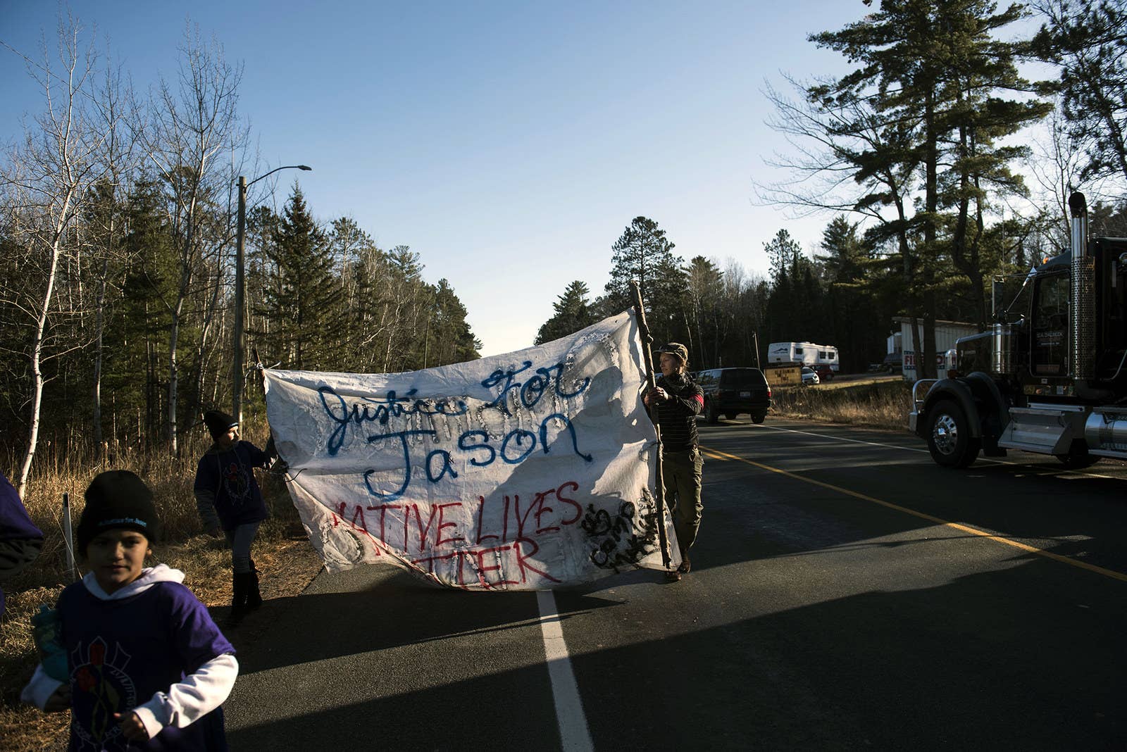 The community unity walk organized by Jason Pero's eighth-grade classmates.